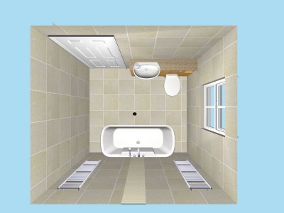 Roll top bath plan in 3D