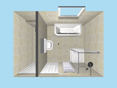 Shower Room and adjoining Toilet in 3D