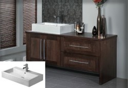 Vanity Hall Shaker style Mocha Oak 1500 unit & Duravit Vero Basin